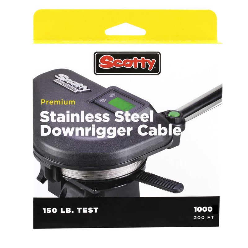 Scotty #1000 Premium Stainless Steel Replacement Downrigger Cable 200-Foot Spool, Silver - Image 1